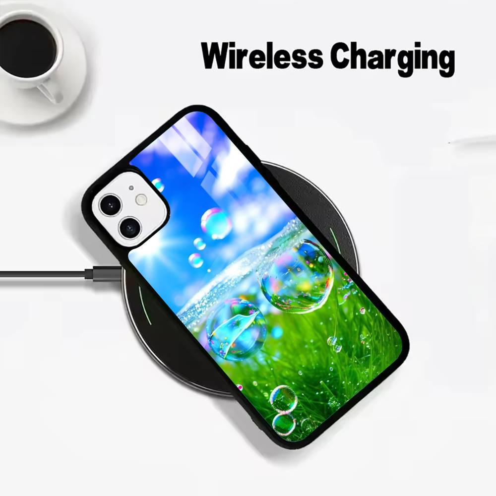 Retro-futurist design- Frutiger Aeroaesthetic- Wireless charging phone case compatible with iPhone 17/16/15/14/13/12/11