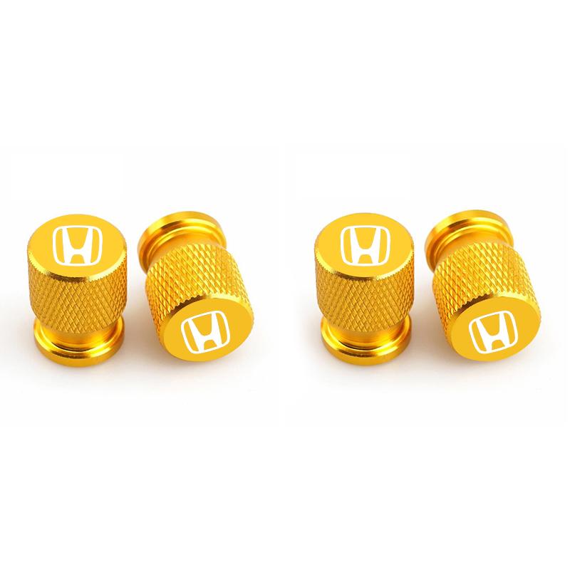 4PCS Metal Car Tire Valve Caps Dust Tyre Stem Cover For Honda Civic Accord Fit City Vezel CRV Odyssey Pilot Jazz Prelude Insight