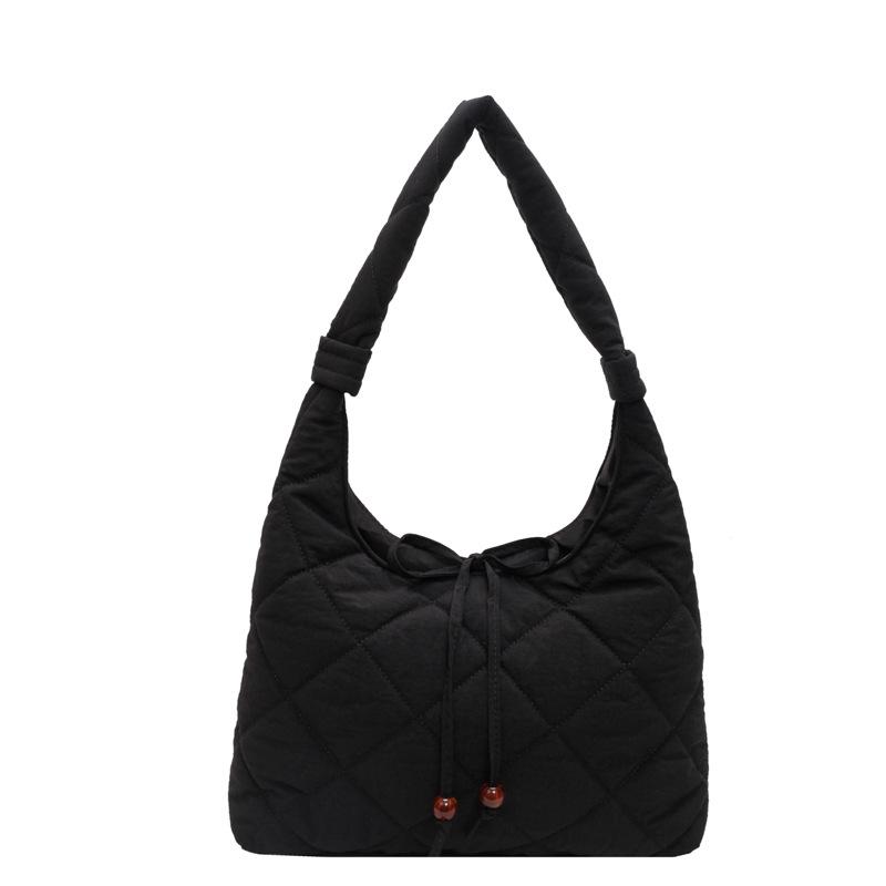 Casual Fashion Rhombus Embroidered Thread Shoulder Bag Simple Commuter Bag Retro Large Capacity Tote Bag Women'S Bag