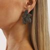 2025 New Vintage Gothic Black Rhinestone Flower Earrings for Women Luxury Full Zircon Fashion Holiday Party Jewelry Gifts