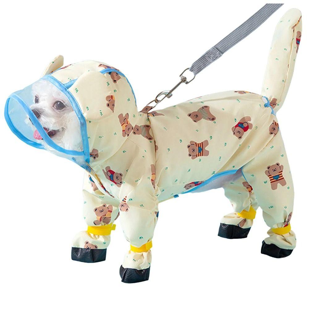 Windproof Dog Rain Cloak Cartoon Four Leg Raincoat Stylish Small Dog Clothes  Cats