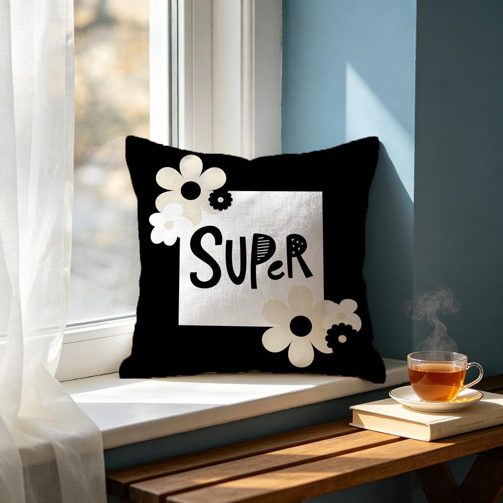 Art MMinimal Hand Drawn Flower Text Cushion Cover Cushion Cover Set Pcs X X X Pillowcase Decorative Sofa Home Decor