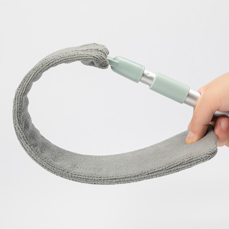 Extendable Long Handle Dust Duster Home Use Flat Head Microfiber Cleaning Tool Bed Under Furniture Gap Hard-to-Reach