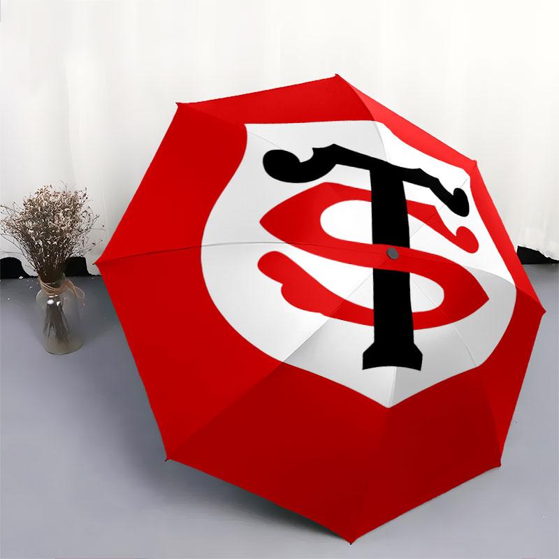 1 PC Automatic Folding Umbrella - Stade Toulousain Pattern, Portable & Foldable Design with 8 Ribs, Christmas Birthday Gifts