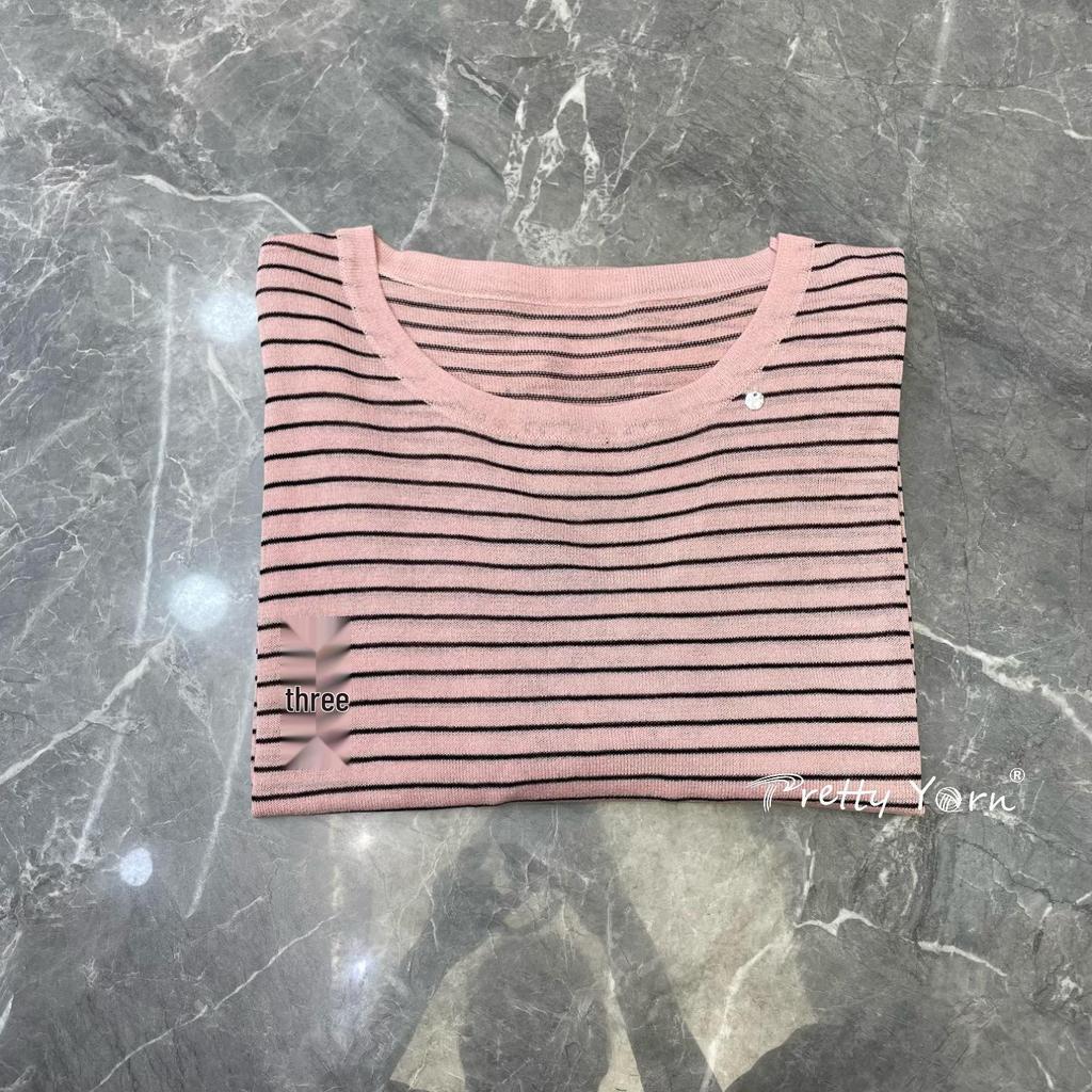 Relaxed Lightweight Summer Striped Knitwear: Women's Long Sleeve Loose Sun Protection Pullover Top