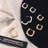 French Geometric Simplicity Sliver Color Hoop Earrings Fashion Jewelry Square Earrings Ear Stud