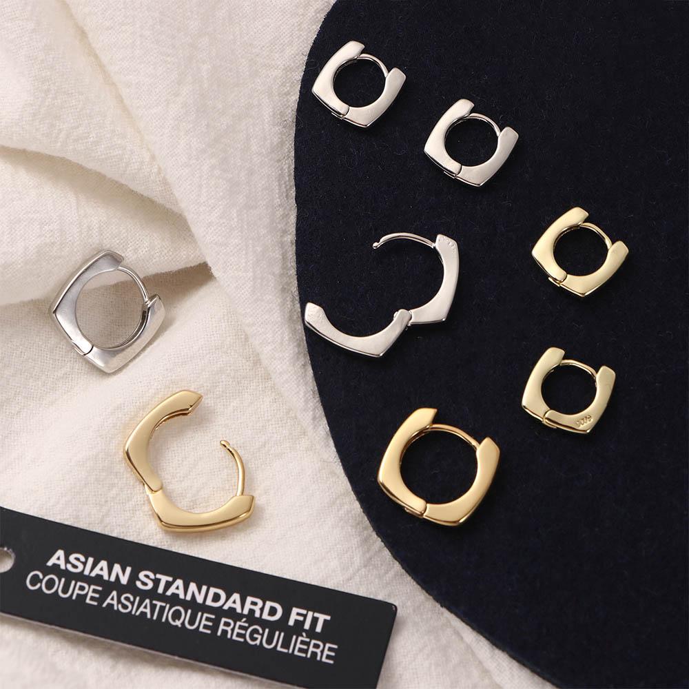 French Geometric Simplicity Sliver Color Hoop Earrings Fashion Jewelry Square Earrings Ear Stud