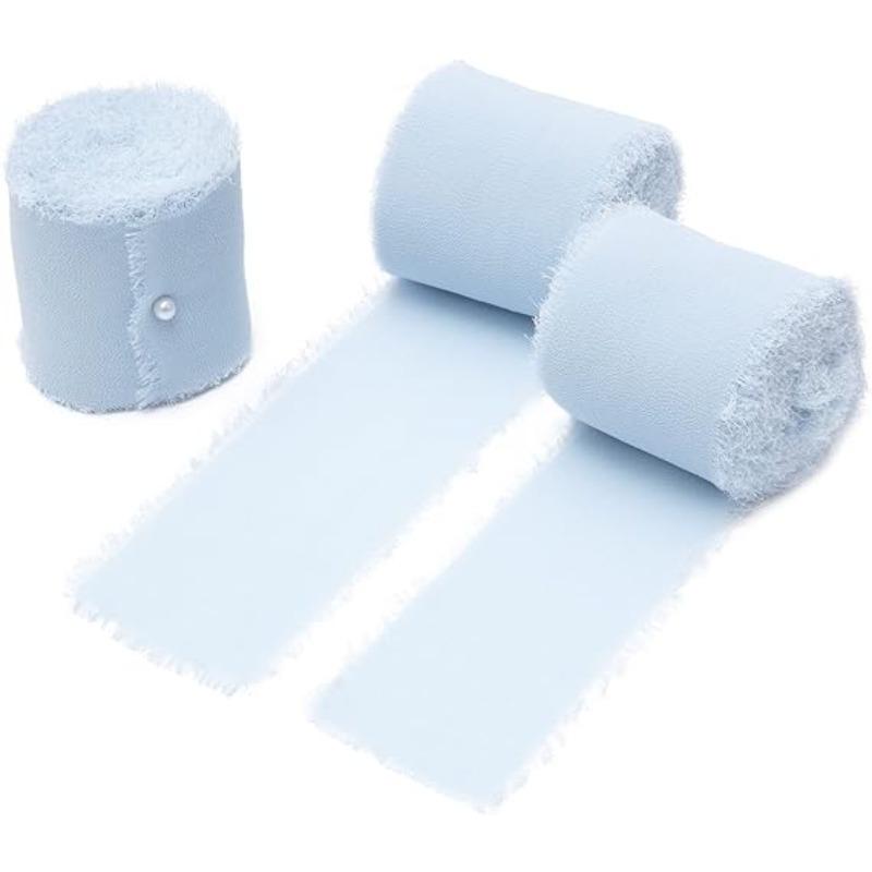 3 rolki 4 cm * 3 m ręcznie robiona wstążka w kolorze baby blue do pakowania prezentów wstążka z postrzępionymi krawędziami do dekoracji rzemieślniczych bukietów ślubnych