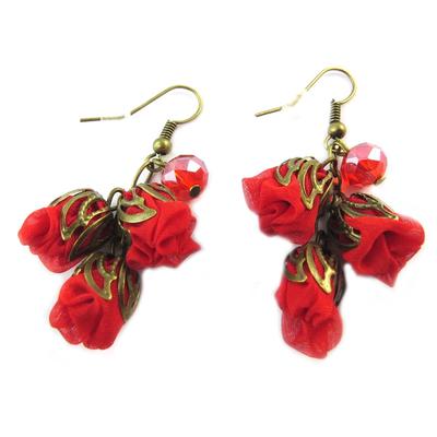 [P0785] - Handmade Red 'Les Antoinettes' Earrings (handmade)