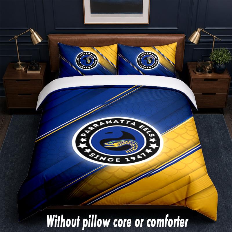 Parramatta Eels Design Bed Bedding Set 1 Duvet Cover + 2 Pillowcases Soft Breathable Household Bed Linens