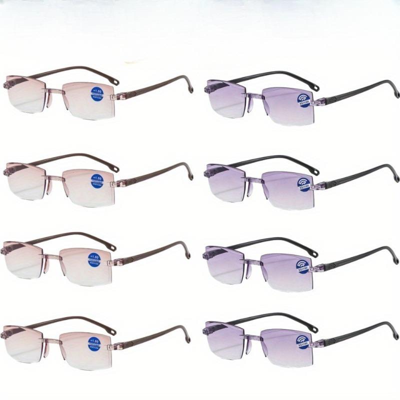 

8Pcs Frameless Cut Edge Fashionable Looking Presbyopia Glasses Anti Blue Light Reading Glasses Portable And Lightweight +1.5