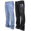 Jeans vintage da uomo, pantaloni casual dritti a vita media in denim, pantaloni lavati e rovinati con tasche per streetwear e viaggi