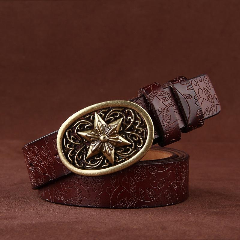 Women's Korean Court Style Antique Cowhide Leather Belt - Retro Decorative Waistband