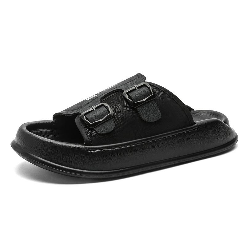 

New platform-soled Roman sandals wear versatile casual slippers one-word drag niche beach shoes 371233-J 38 чёрный