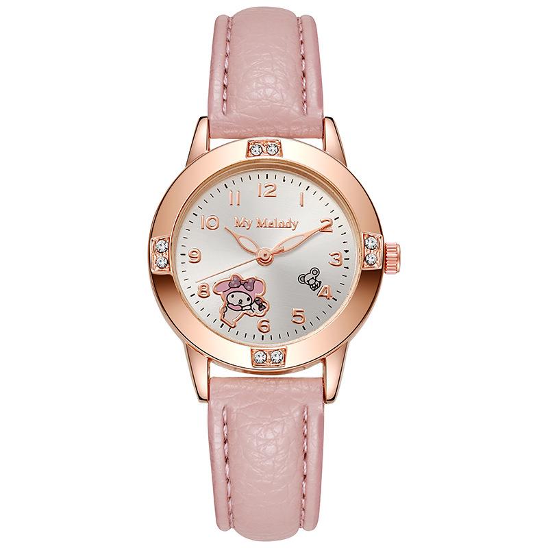 

Rose Gold Diamond-Set Leather Strap Women s Quartz Watch for Students