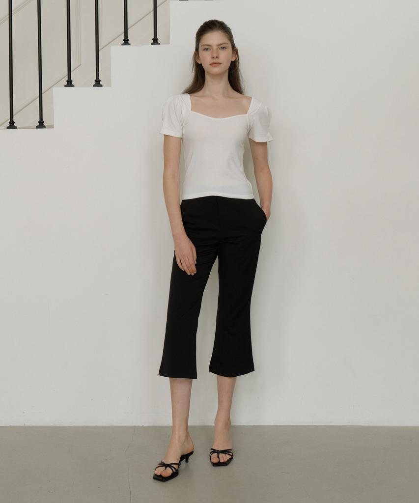 REORG Gir Tulip Neck Puff T-Shirt White
