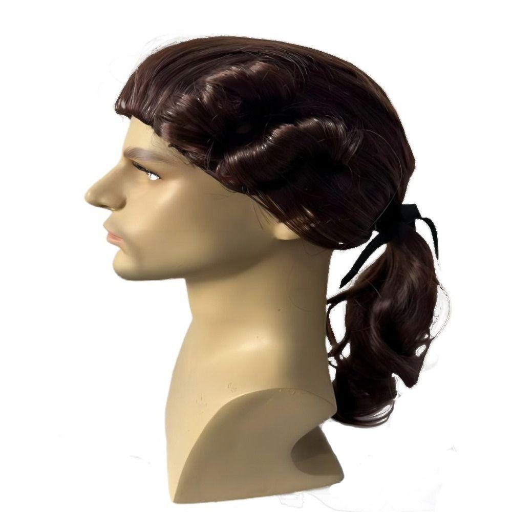 Historical Baroque Cosplay Curly Wig Deluxe Men Costume Wigs Lawyer Judge Wig  Costume Party коричневый