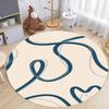 Curved Line Interwoven Round Area Rug Modern Style Non-Slip Floor Mat for Living Rooms Leisure Spaces