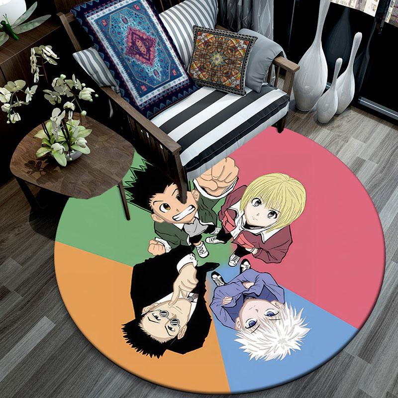 Hunter × Hunter,Round Area Rug,Carpet Rug for Living Room Bedroom Sofa Playroom Decor,Non-slip Floor Mat