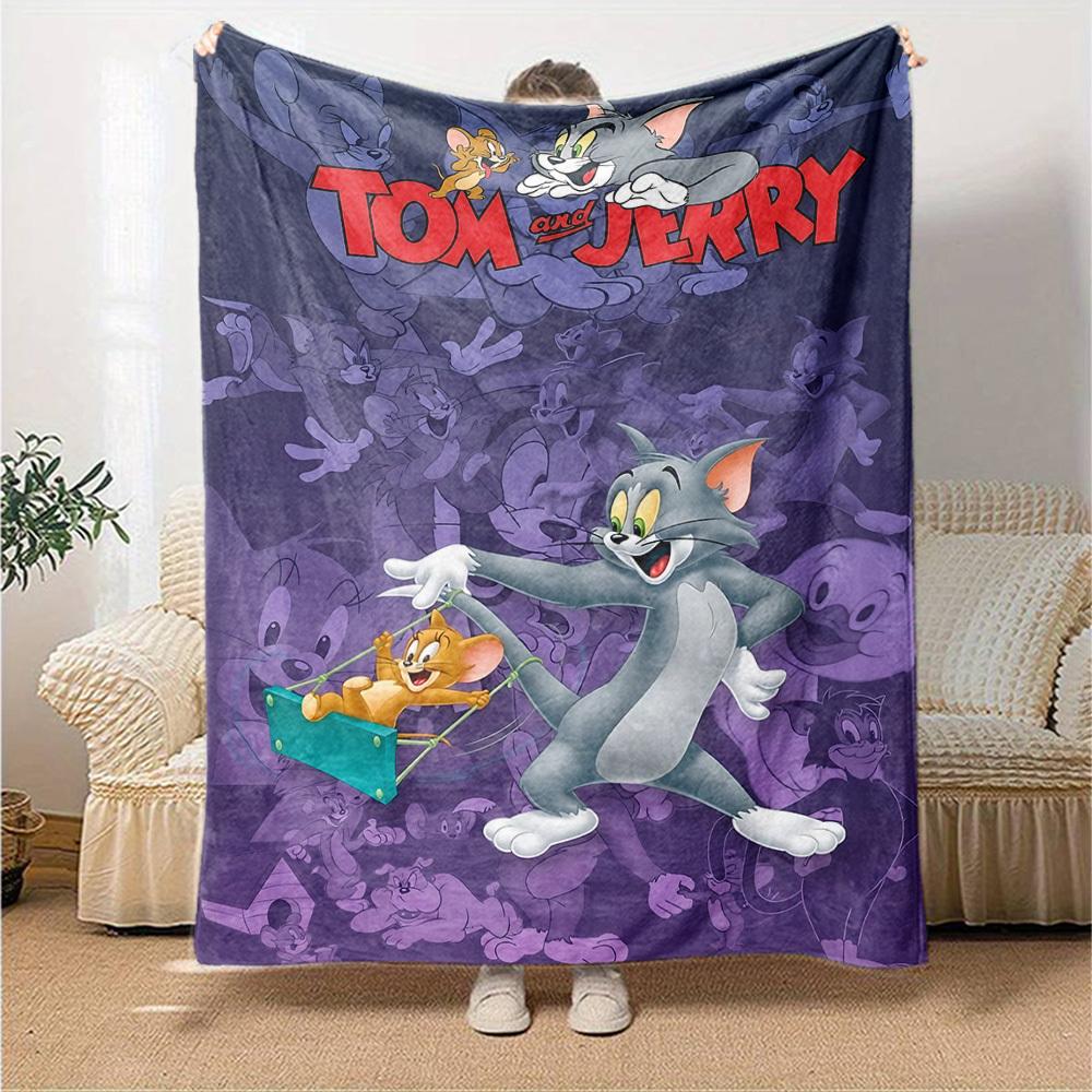 1pc Tom and Jerry Flannel Blanket Soft Warm Throw for Home, Office, Travel, All-Season Cozy Bedding GiftL1132