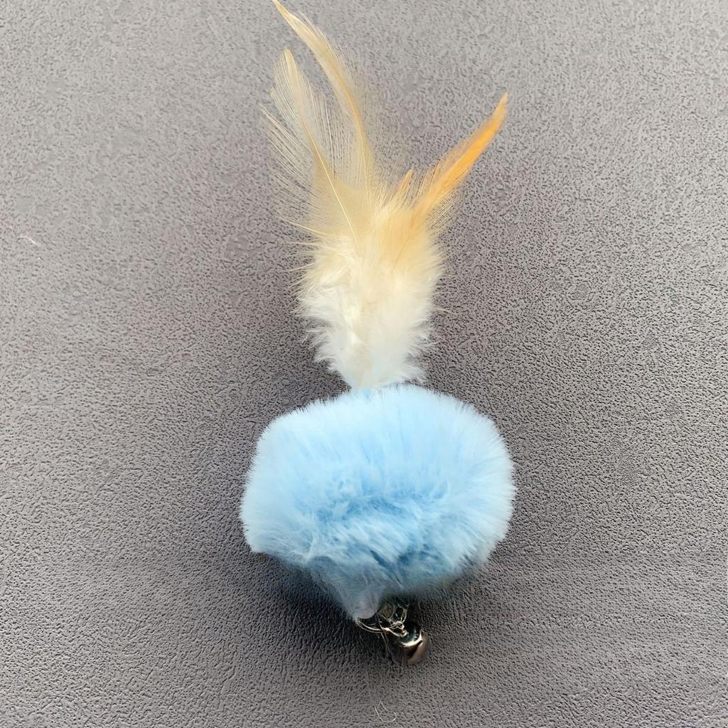 2pcs Random Color Plush Ball Feather Cat Teaser Stick For Changing Heads Cat Toy Plush Interaction Kitty Pet Toy