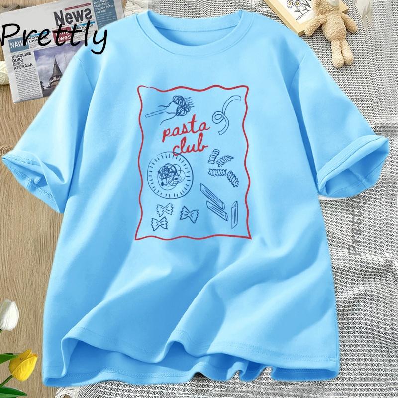 

Pasta Lover Club T Shirt Italian Summer Tee Funny Foodie Graphic T Shirts Trend Clothes Print Female Tshirt Short Sleeve Tees 4XL