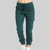 Side Pockets Ankle Banded Women Pants Slim Drawstring Mid Waist Sweatpants Streetwear