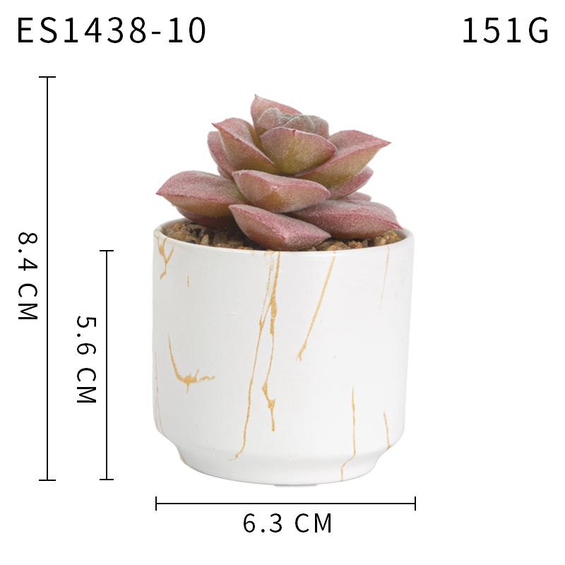 Gold Pattern White Background Ceramic Cup, Simulated Succulent Plant Potted Plant, Mini Potted Plant Office Home Supermarket Decorative Ornament