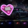 Car Triangle Window LED Solar Powered Heart-shaped Neon Light Rear Window Illuminated Interior Decoration Atmosphere Light