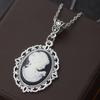 New Gothic Head Pattern Oval Pendant Necklace, Women's Personalized Trendy Festival Party Accessories