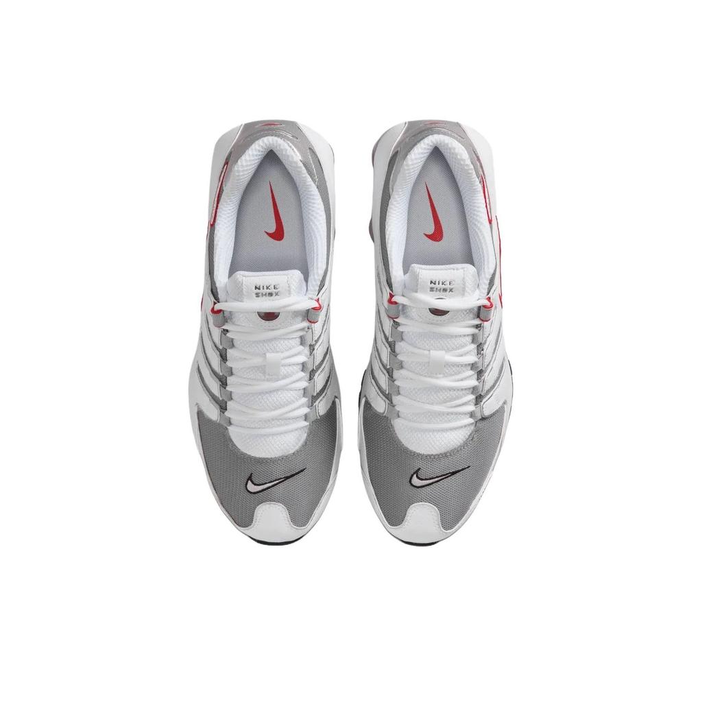 Nike Scarpe da Ginnastica Shox NZ Unisex Bianco Rosso Universitario-Nero-Argento Metallico 378341-104