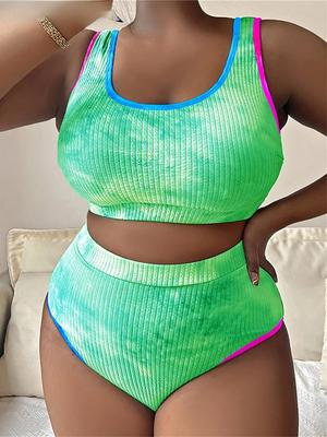 0XL - 4XL Yeni Batik Bikini Büyük Beden Mayo Büyük Beden Kadın Mayo Kadın İki Parça Bikini Seti Yüzücü Mayo