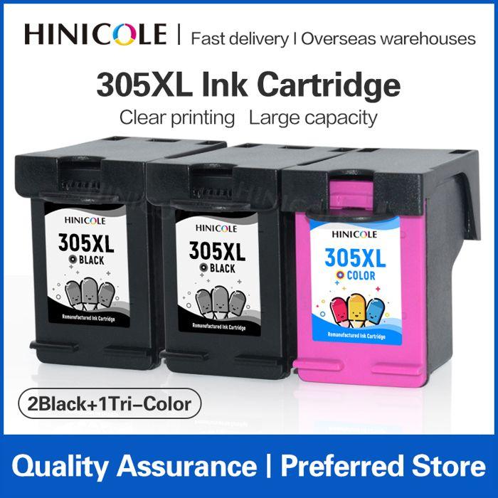 Hinicole-Cartouches D'Encre Rechargeables Pour Imprimante Hp, 305 Xl, 305Xl, Pour Deskjet 1210, 1212, 1215, 1255, 2300, 2330,[J24]