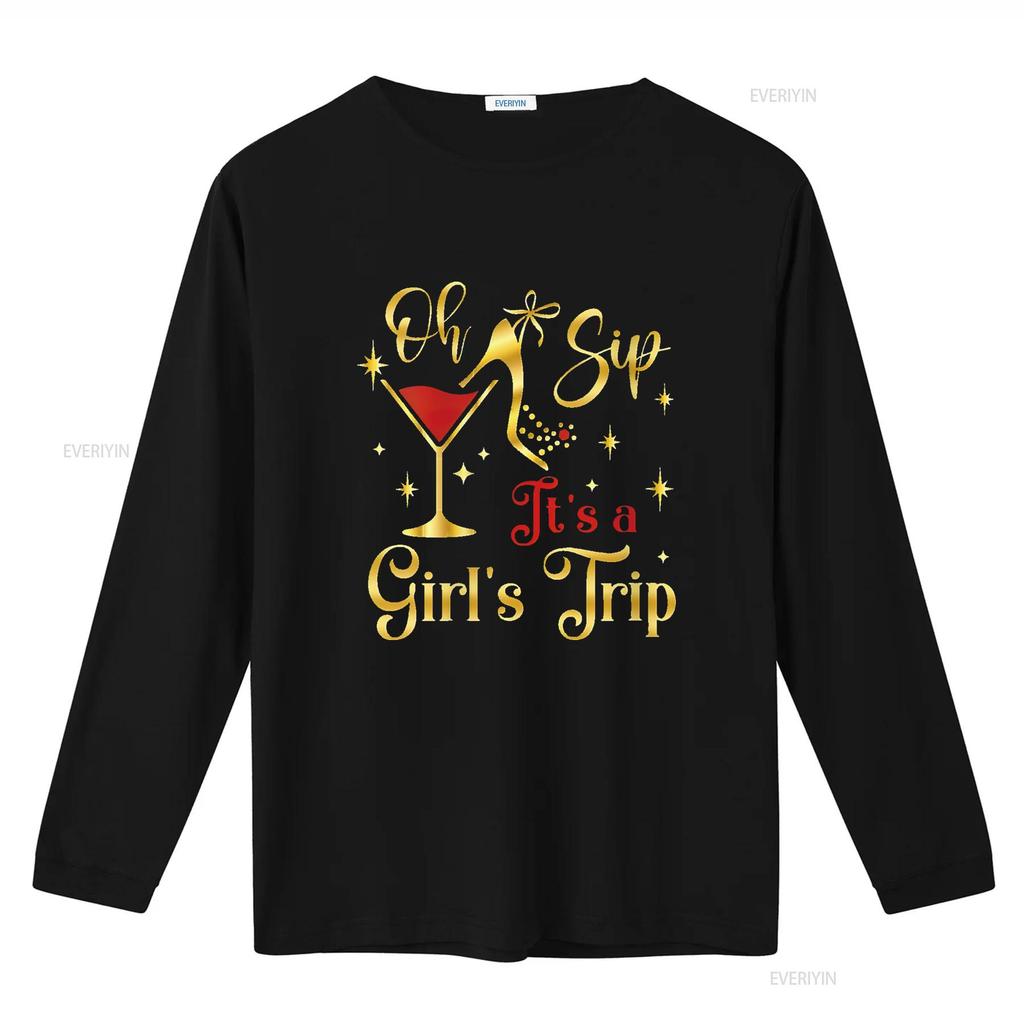 Womens Oh Sip Its A Girls Trip T Shirt Fun Wine Par Women S  for Trendy Look Vintage Washed Graphic Casual