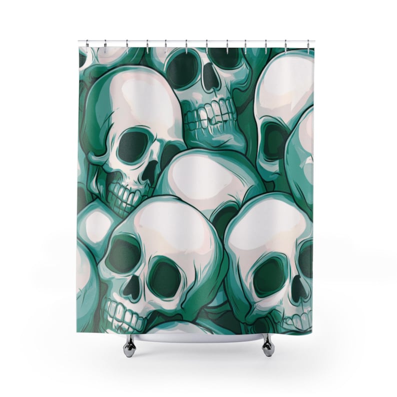 

Horror Skull Gothic Shower Curtain with Skeleton Pattern,Spooky Halloween Bathroom Decor for Party Backdrop and Photo Booth Prop 90x180cm35x71in