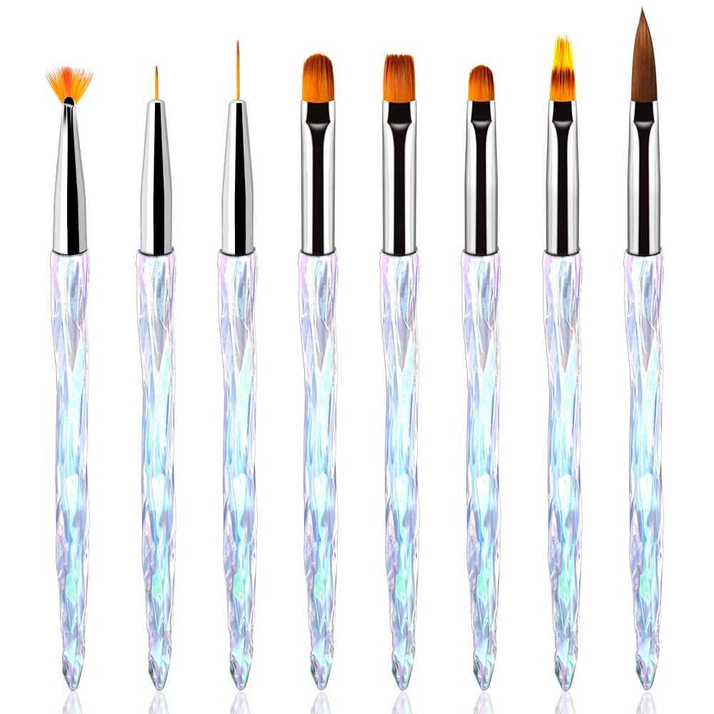 

8 шт./набор ручек для рисования акриловыми красками для дизайна ногтей Aurora, мягкая тонкая кисть, градиентный УФ-гель, кисти для рисования своими руками 8pcs