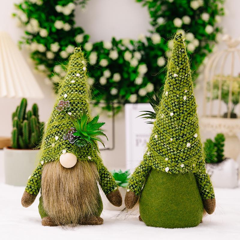 Adorable Knitted Succulent Faceless Doll Figurine Creative Green Plant Decoration