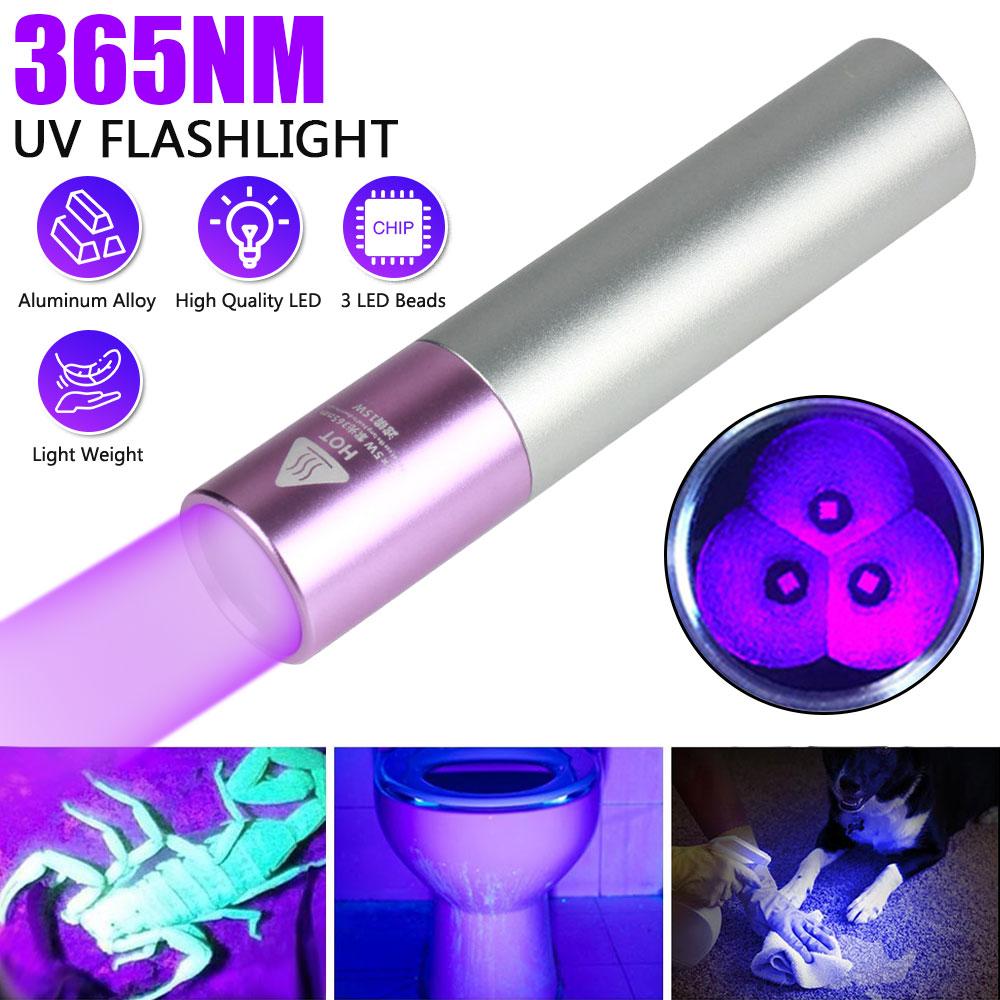D5  365nm ultraviolet uv flashlight Purple light flashlight cat moss detection fluorescent agent purple light banknote detection