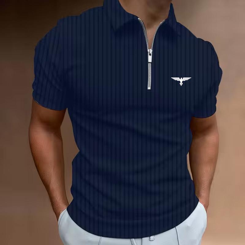 Summer Men's Casual Short-sleeved Polo Shirt Fashion Lapel Zipper Polos