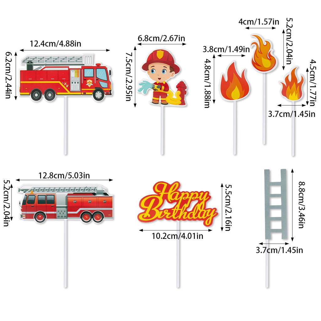 Feuerwehrmann Geburtstagstortenaufsätze Feuerwehrauto Kuchendekoration Geburtstagsfeierdeko Feuerwehrmann Cupcake-Topper für Jungen Geburtstagsdeko