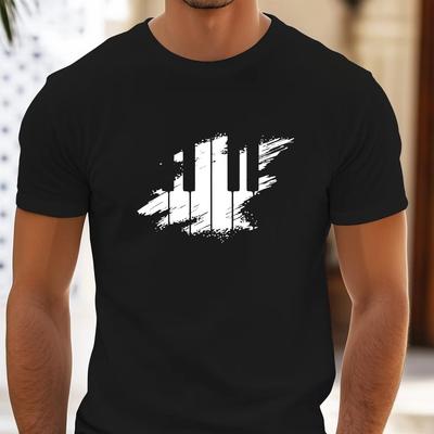 MenS Casual Summer TShirt with Abstract Keyboard Print Cotton Crew Neck Short Sleeve Tee Regular Fit Streetwear for Adults