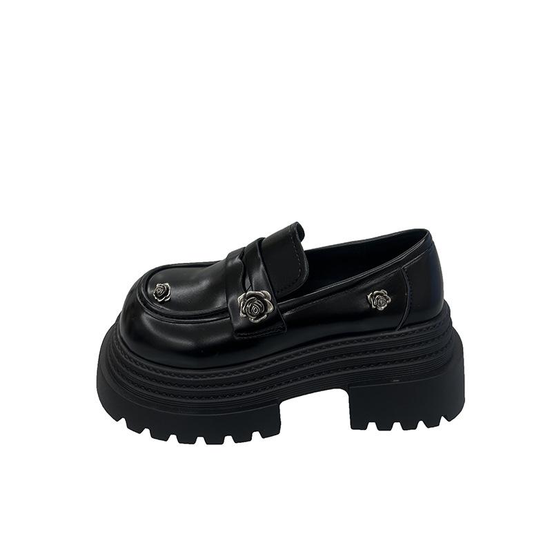 Retro British Style Heightened Platform Loafer Small Leather Shoes Women's 2025 Spring New French Thick Heel Mary Jane Single Shoes
