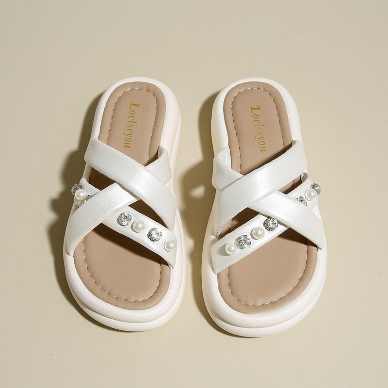 ins wind platform sandals new summer wear versatile height increase one word drag women's beach non-slip cross cool slippers