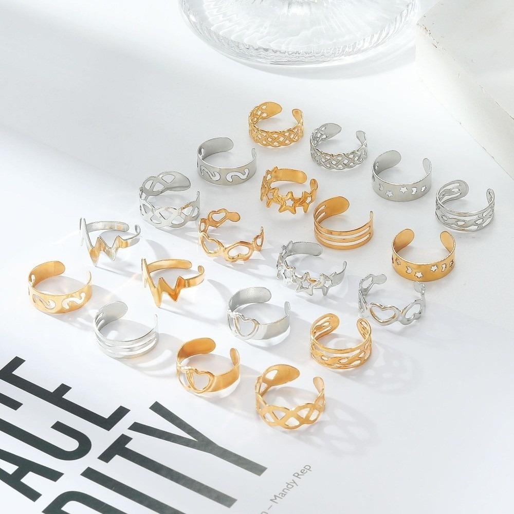 10Pcs Silver/Gold Women Foot Rings Alloy Summer Beach Jewelry Toe Rings Set  Summer Season for Women
