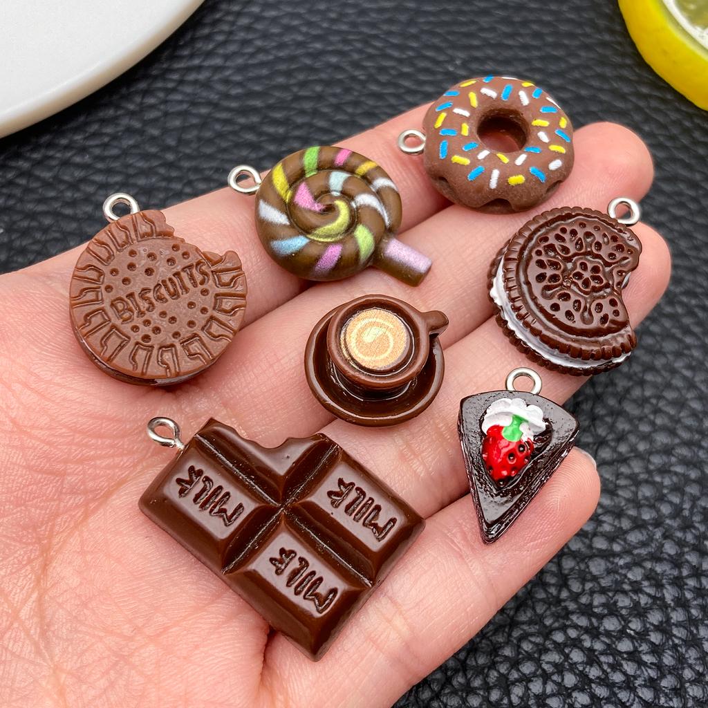 10Pc/Set New Popular Realistic Coffee Bean And Coffee Cup Pendants, Resin Accessories For Diy Creative And Fun Earrings Necklace