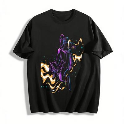 Astronaut Skateboarding Cool Graphic Casual T-Shirt Pure Cotton T-shirt