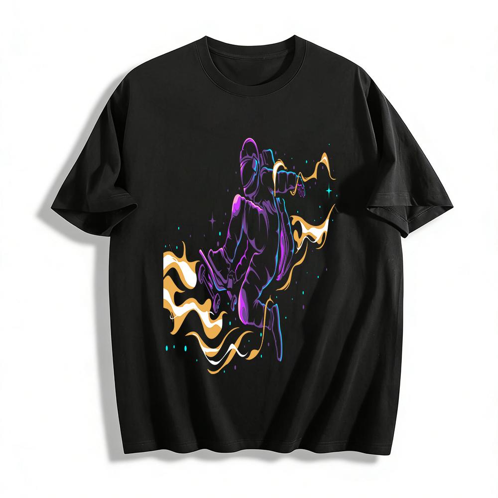 Astronaut Skateboarding Cool Graphic Casual T-Shirt Pure cotton T-shirt XXS