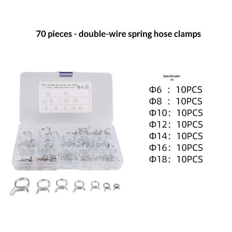 70/150Pcs Hose Clamp Fastener Stainless Steel Spring Clip Fuel Line Hose Water Pipe Air Tube Car Plumbing Tools