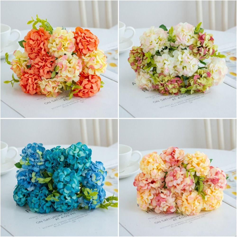 Flowers Arrangement Fake Flower 10 Heads Silk Flowers New Artificial Hydrangea  Party Decor