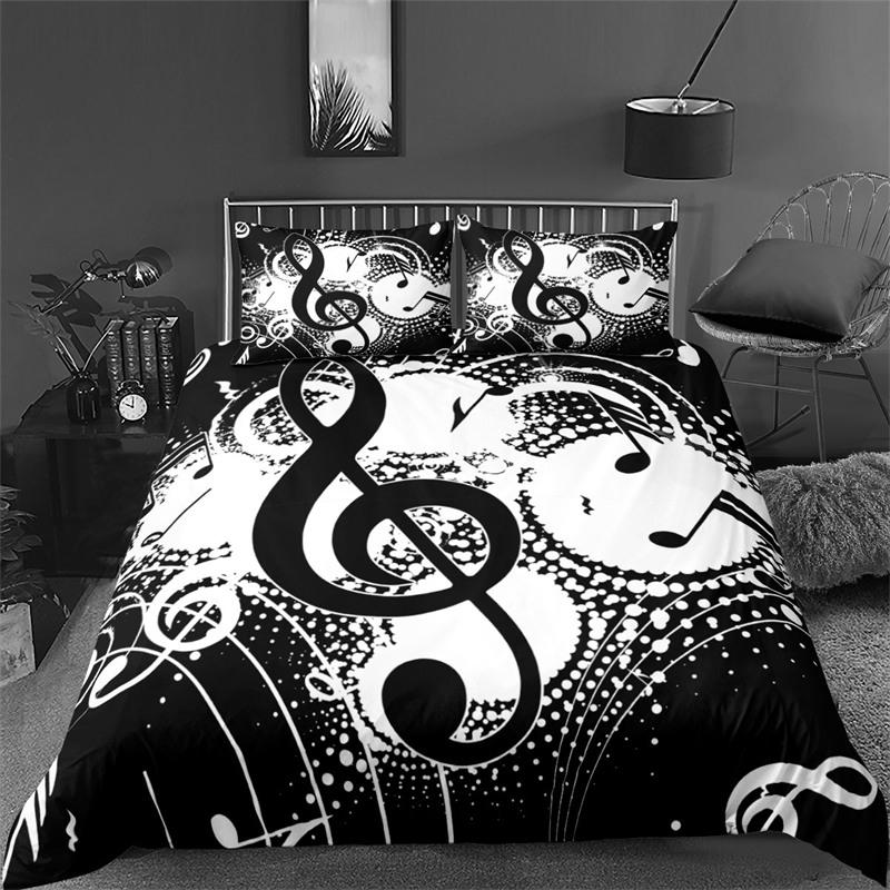 Vintage Guitar Duvet Cover Set Music Theme 2/3Pcs Bedding Set For Kids Teens Adult Microfiber Print Comforter Cover Pillowcase